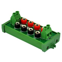 Screw Mount 2 x 4 Position Banana Jack Distribution Module, DC Power Black