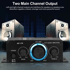 HiFi Amplifier Mini 400W Aluminum Audio Stereo Power Amplifier Preamp DC 12V Car