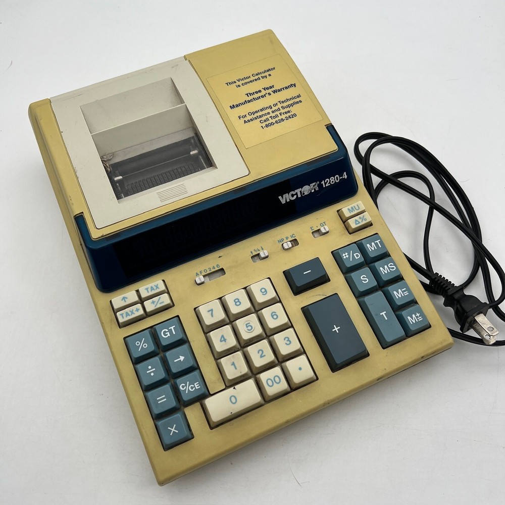Victor 1280-4 Desktop Printing Calculator 12 Digit Adding Machine Vintage Office