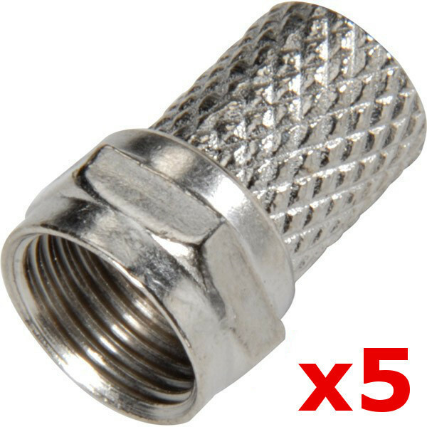 5 Pack – RG6 F-Type Twist On Coax Coaxial Cable CCTV TV RF Connector Plug Male