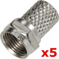 5 Pack – RG6 F-Type Twist On Coax Coaxial Cable CCTV TV RF Connector Plug Male
