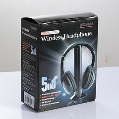 5 in 1 Wireless Cordless Headset Headphones RF Mic for PC TV DVD CD MP3 MP4