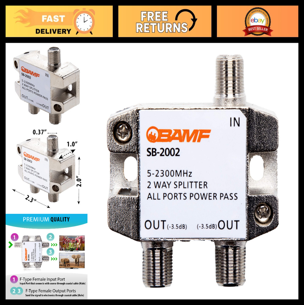 High-Performance 2-Way Coax Cable Splitter, Bi-Directional MoCA 5-2300MHz for TV