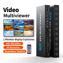 HDMI 9×1 Multiviewer 4K 9 In 1 Out 1080P Screen Multi-Viewer Switch Box W/ IR