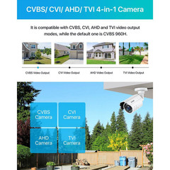 2MP Full HD Hardwired Outdoor Bullet Security Camera 4-In-1 Compatible with HD-C