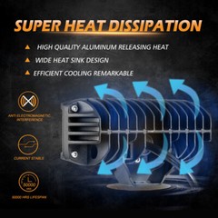 AUXBEAM 5″ LED Work Light Bar Spot Pods Fog Driving Amber Lamp for Jeep Ford 4″