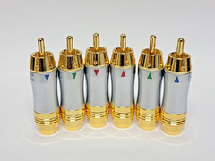 6Pcs RCA Male Plug Soldering, 24K Gold Plated Pure Copper Audio Video Connector