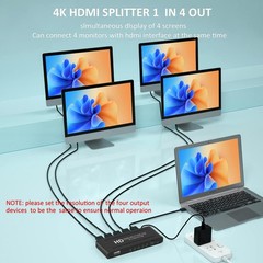 hdmi splitter 1 in 4 out- 4 output splitter, 1X4 splitter- 4 Port Powered