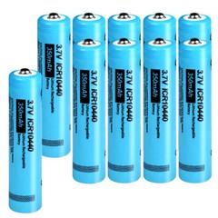 12pcs AAA 3.7V Lithium ICR10440 350mAh Rechargeable Li-ion Batteries Button Top