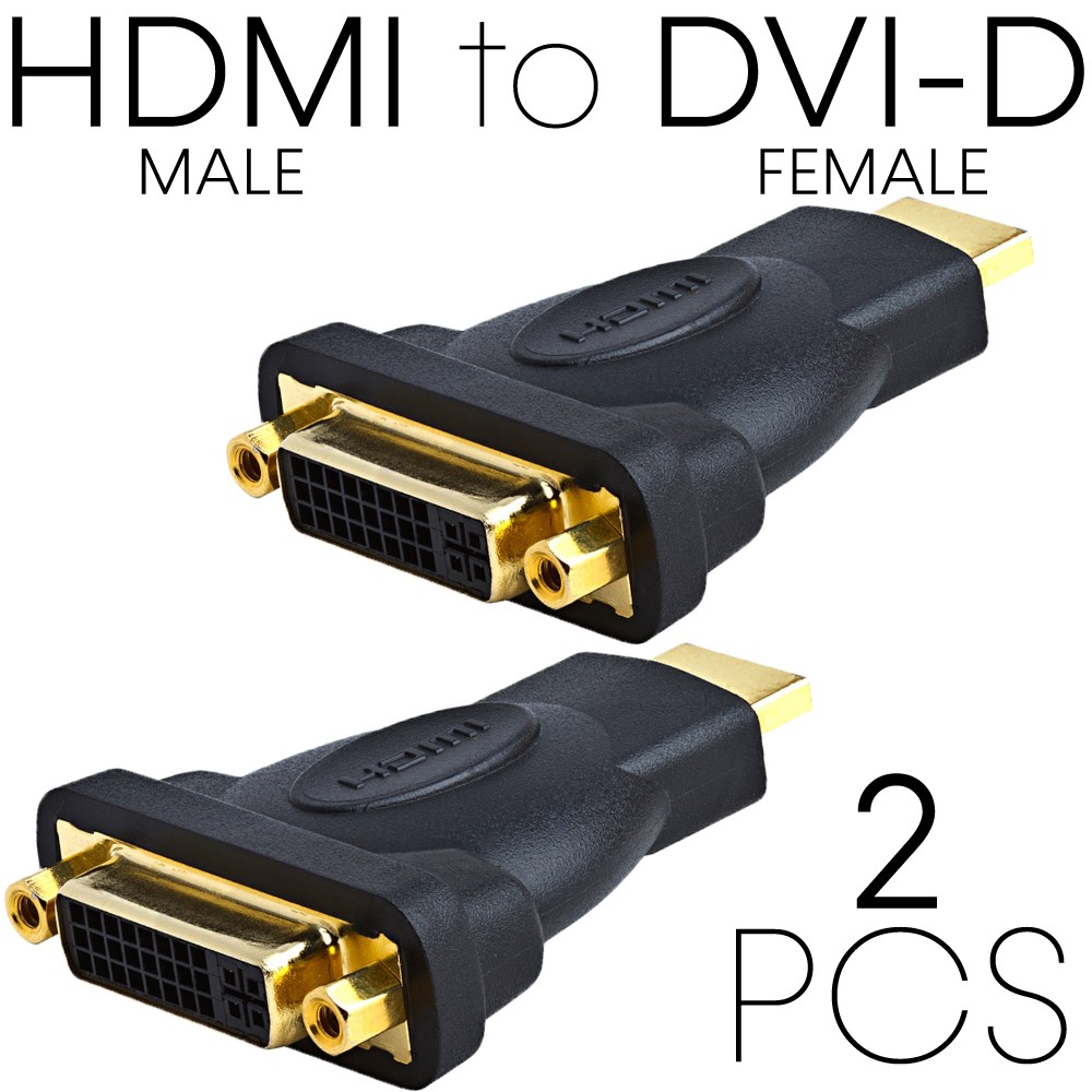 2PCS HDMI Male to DVI-D Female Adapter Gold Plated Video Converter 1080p HDTV