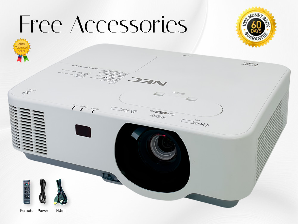 NEC P474W 3LCD Projector 4K 4700 Lumens 2160p Long Lamp Life 20W Speaker HDMI ✅