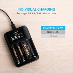 Tenergy TN480U TN474U USB Charger with AA AAA NiMH Rechargeable Battery