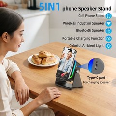 NEW Wireless Induction Speaker 5-in-1 Bluetooth Speaker With Phone Stand Holder