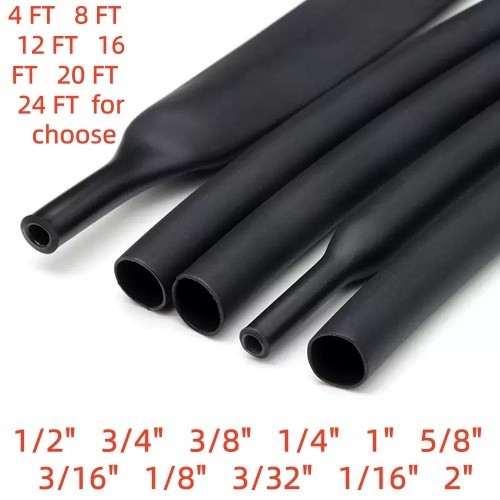 Waterproof 3:1 Heat Shrink Tubing Heavy Duty Black Marine Grade Wire Wrap Sleeve