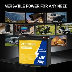 NEW 12V 25Ah LiFePO4 Lithium Battery 320Wh Built-in BMS Deep Cycle for Solar RV