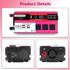 Car Power Inverter 5000W DC 12V To AC 110V Pure Sine Wave Solar Converter 4 USB