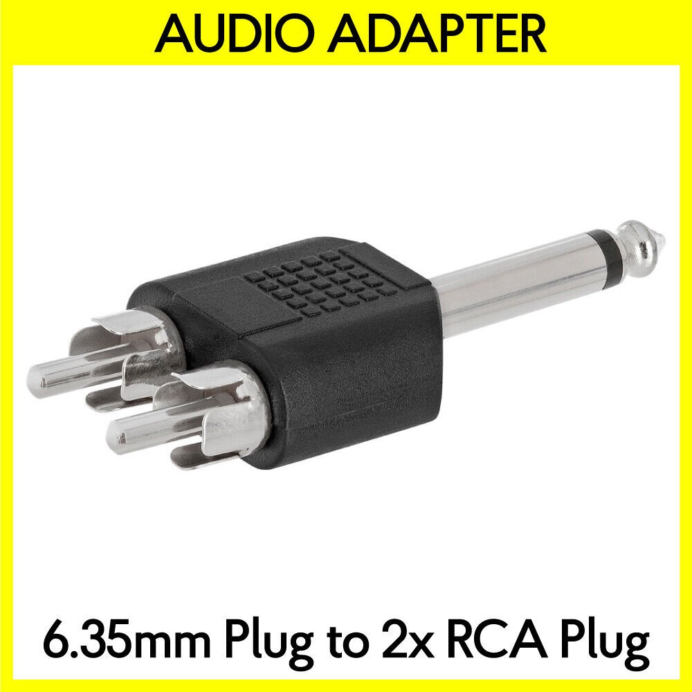 6.35mm Mono Plug to 2 RCA Plug Adapter 1/4″ to Two RCA Audio Splitter Converter