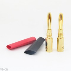 100pcs Gold Plated Copper 4mm Banana Plug Speaker Cable Connector w/Heatshrink