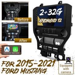 For 2015-2021 Ford Mustang Apple Carplay Radio Android 14 GPS NAVI WIFI W/CAM