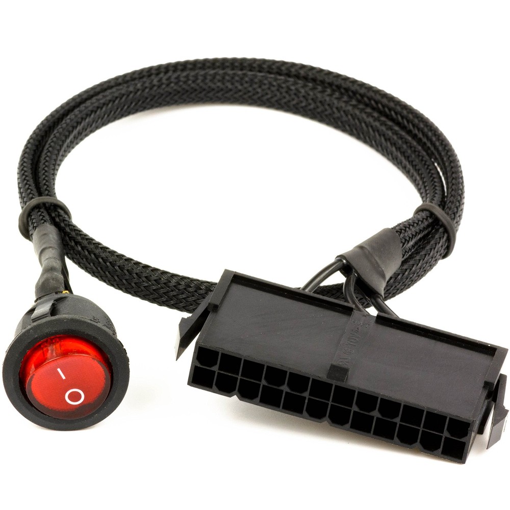 CRJ 24-Pin ATX Jumper Cable – 24 inch (60cm), Black Sleeved 24 inches,
