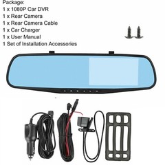 1080P HD Rearview Mirror Car DVR Dual Dash Cam Camera Front Rear Video Recorder