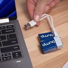 Bump 2 Pack 9 Volt Lithium Ion Rechargeable Batteries 650mAh USB-C Type Cable