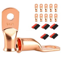2/4/6/8 Guage Battery Lugs Battery Cable Ends With 3:1 Heat Shrink Tubing 10Pcs