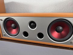 (3) Unbranded Wood Grain Speakers Center Channel + 2 Bookshelf Speakers