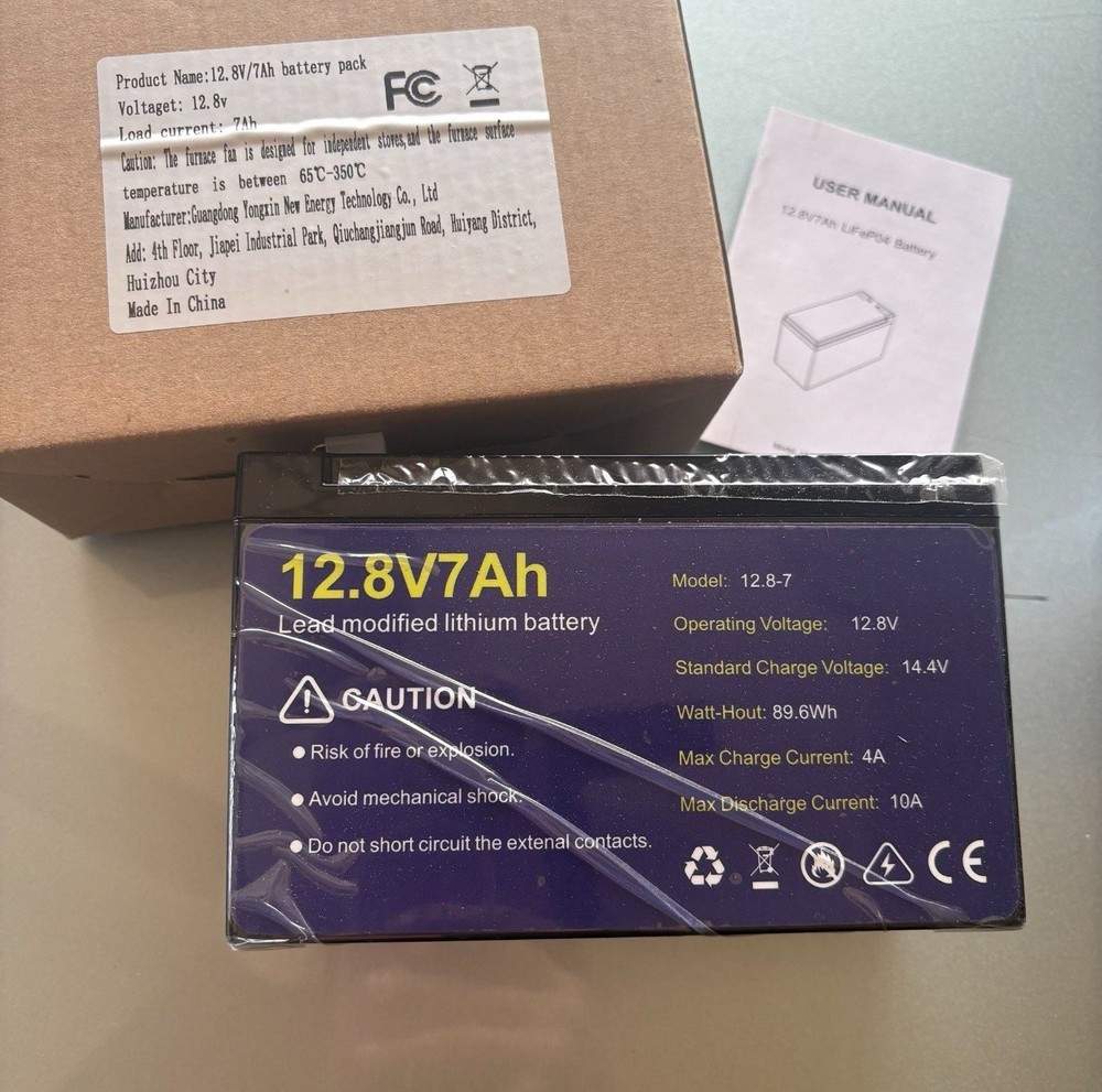 LiFePO4 12V 7Ah Lithium Battery Rechargeable Fast Charging Multi-Purpose