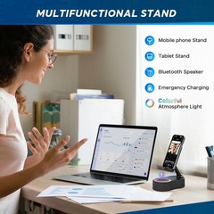 GMOX 5-in-1 Bluetooth Speaker Phone Stand Holder 4000mAh Power Bank LED Light
