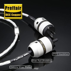 Preffair OCC Copper Silver Plated Audio Amplifier Cable C7 US Plug Power Cable