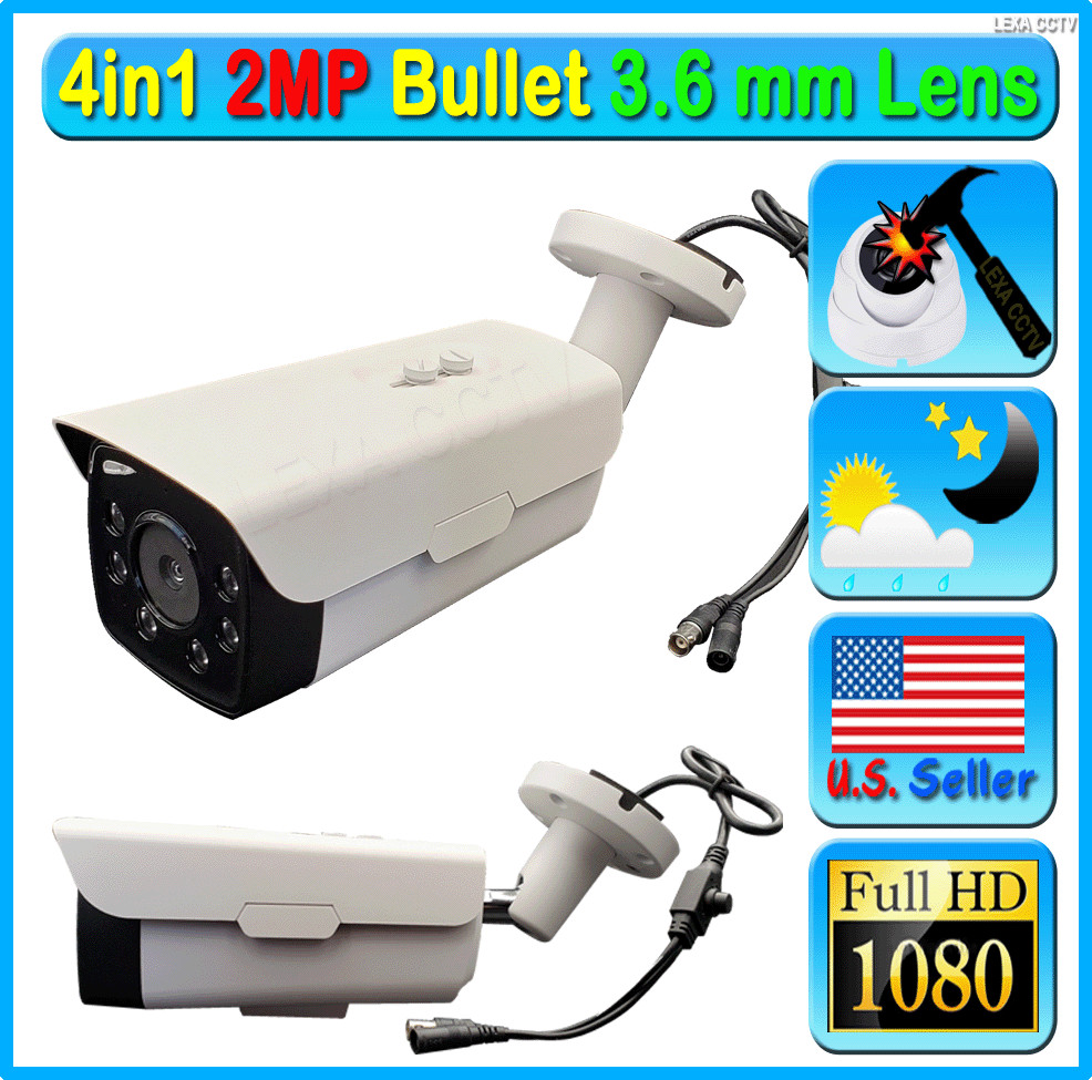 4in1 3.6mm Starvis HD 2MP 1080P TVI AHD CVI CCTV Night Color Bullet Camera
