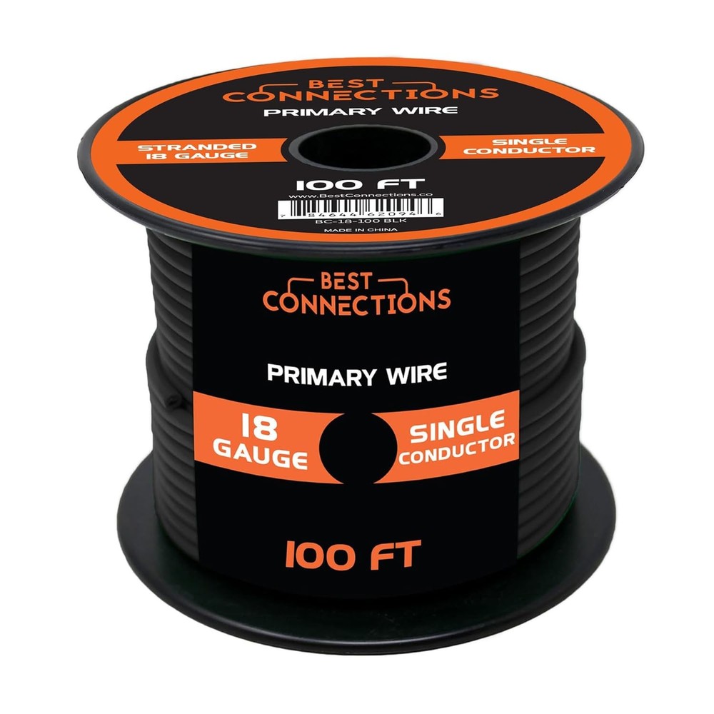 BEST CONNECTIONS Automotive Primary Wire 18 Guage, 100ft (Various Color Options)