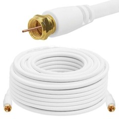 RG6 Coaxial White Cable Dual SHIELDED Extension Coax Satellite TV Antenna Wire