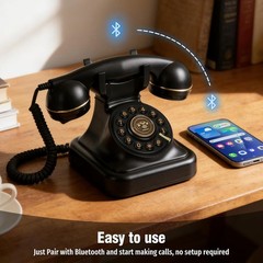 Bluetooth Retro Phone with Voice Assistant Compatible with Android & iOS – NEW