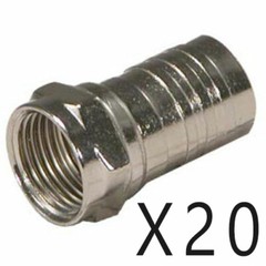 20 Pack Lot – F-Type One Piece Crimp On Connector Male Plug for RG6 Coax Cable
