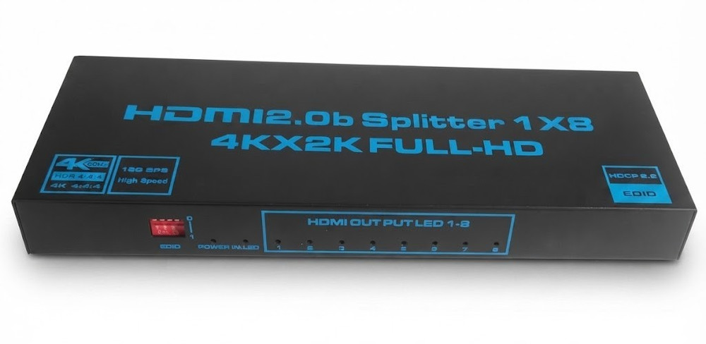 4K HDMI Splitter 1X8 – HDMI 2.0b, 4K@60Hz Ultra HD, HDCP 2.2, 3D Audio