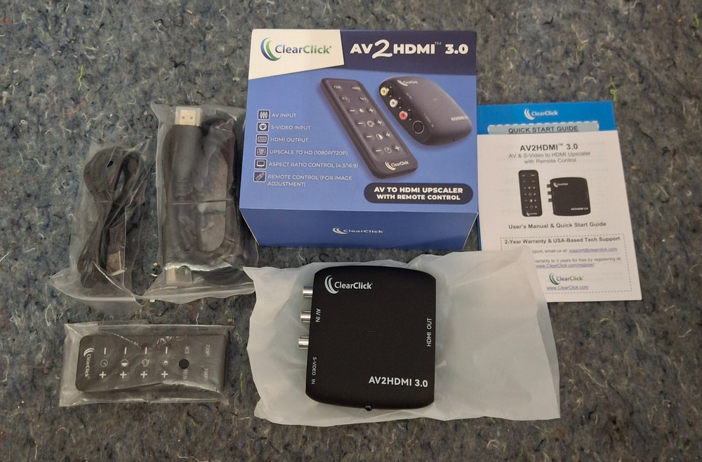ClearClick AV to HDMI 3.0 Video Upscaler Device AV2HDMI Converter 3rd Generation