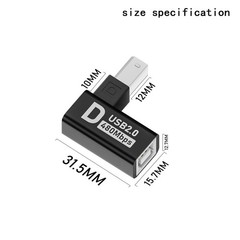 Type-B Male USB 2.0 to Female Extension Adapter Left+Right+Up+Down Angled Each H