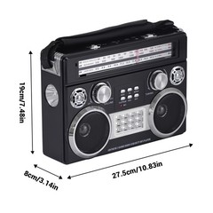 Portable Retro AM/FM/SW 3-Band Radio 4 Colors with Flashlight Bluetooth Boombox