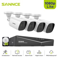 SANNCE 4CH 5IN1 HDMI AHD DVR 1080P Security Camera System Outdoor Night Vision