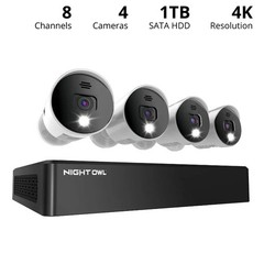 Night Owl 8 Channel 4K 1TB DVR with 4 Wired Cameras Security Surveillance System