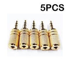 5-Pack 3.5mm Stereo TRS Male Plug to 3.5mm Mono TS Female Jack Audio Adapter