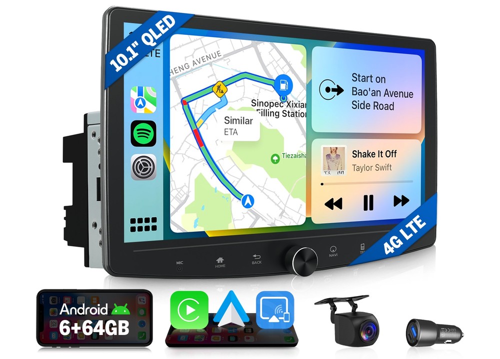 Android Auto Double 2DIN Car Stereo Head Unit Wireless CarPlay GPS 4G LTE WiFi6