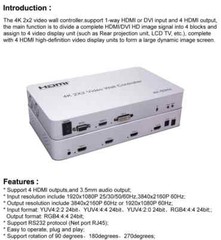 4K 60hz 3×1 1×2 1×4 2×2 HDMI Video Wall Controller Vertical Screen 4 TV Splicer