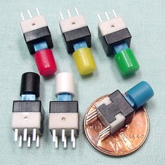 (6) Miniature DPDT Push Button SWITCH – Latching *Push-ON *Push-OFF Assortment