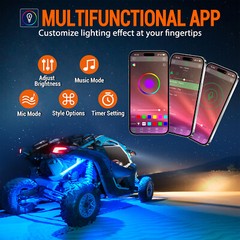 RGB/Pure White LED Rock Lights Kit, 8/12 Pods Car/Truck Underbody Underglow Kit
