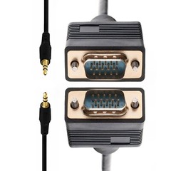 15FT SVGA Super VGA Male to Male Cable with 3.5mm Aux Audio Monitor TV 15 Pin