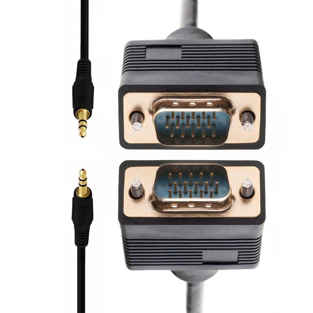 6FT SVGA Super VGA Male to Male Cable with 3.5mm Aux Audio Monitor TV 15 Pin