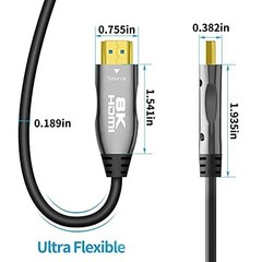 HDMI 2.1 Fiber Optic Cable – 50ft, 8K@60Hz, 4K@120Hz, 48Gbps, eARC Compatible…